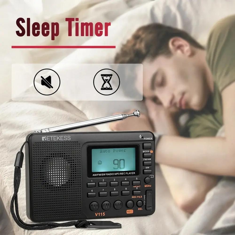 V115 Radio FM AM SW Portable Radios Rechargeable Shortwave Radio Batteries Full Wave USB Recorder Speaker for Elders