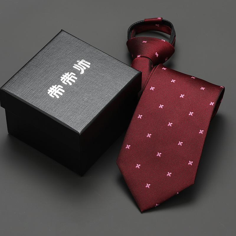 Groom'S Wedding Men'S And Women'S Business Ties, Formal Wear, Black Zipper-Style Korean Version, Narrow Lazy Man, No Stripes, Suit And Tie