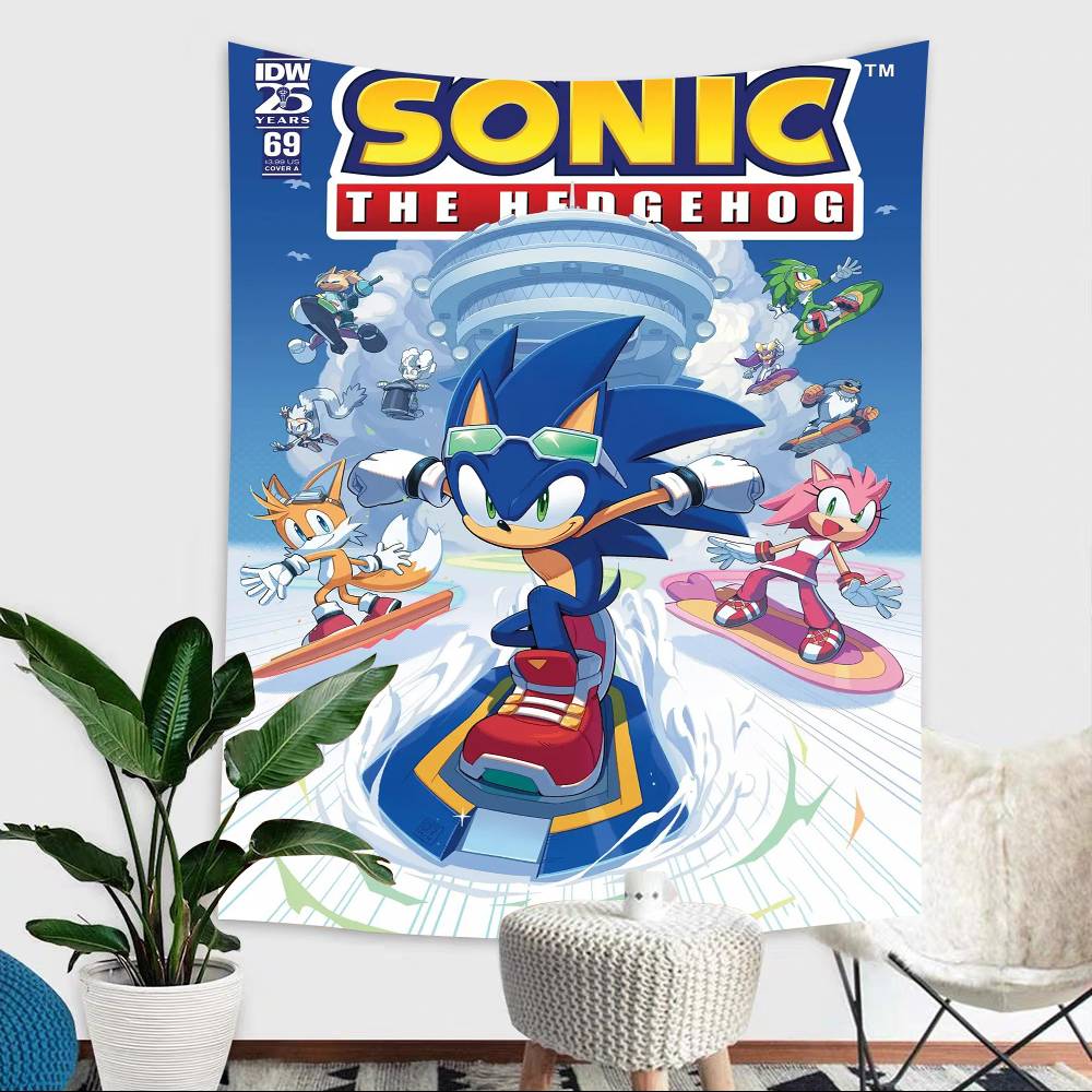 Classic Anime Sonic Characters Theme Background Party Decoration Baby Gifts Space Decoration Banner Children Photography Props