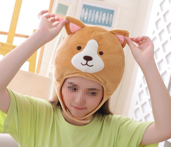 DOKiDOKi Shiba Inu Hat Cosplay Dog Japanese Dog Transformation Mask Head Headgear Plush Kigurumi Headwear Fluffy Cute Halloween Puppy Dog [Cute]