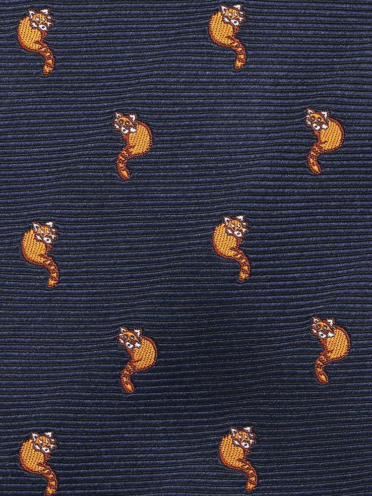 Colorata Red Panda Necktie X Navy Fine Pattern Silk Jacquard Animal Gift Present [COLORATA] (145 8.5cm / / / 100% / Weave)