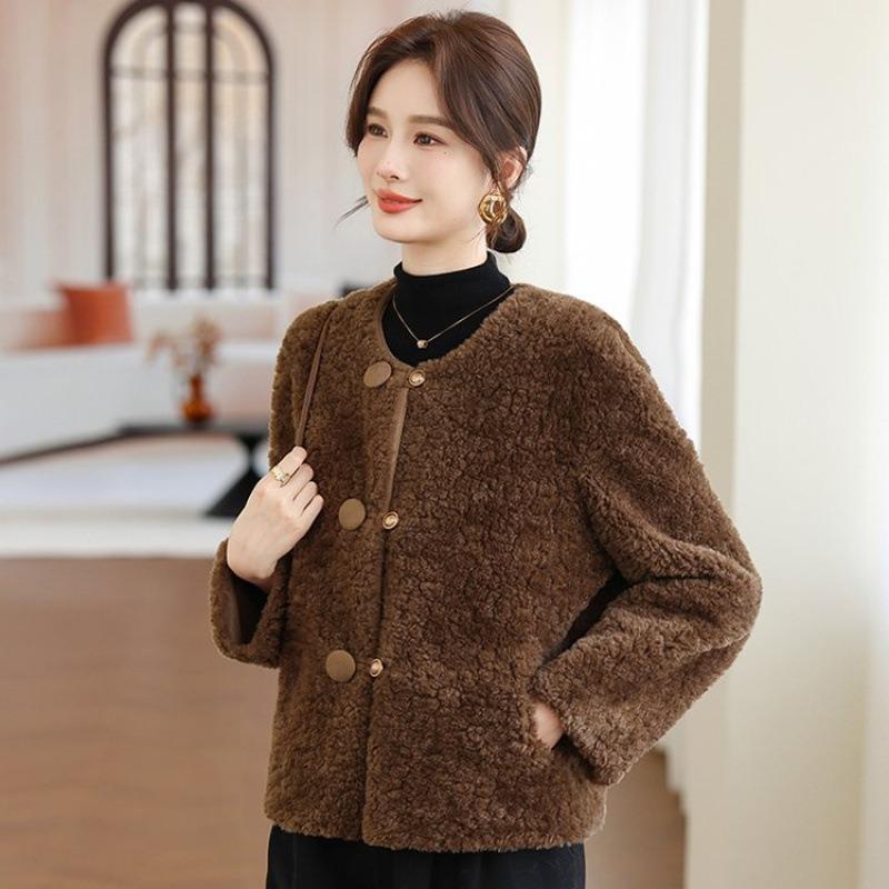 New autumn and winter thickened imitation lamb woolen jacket femininity warm top women