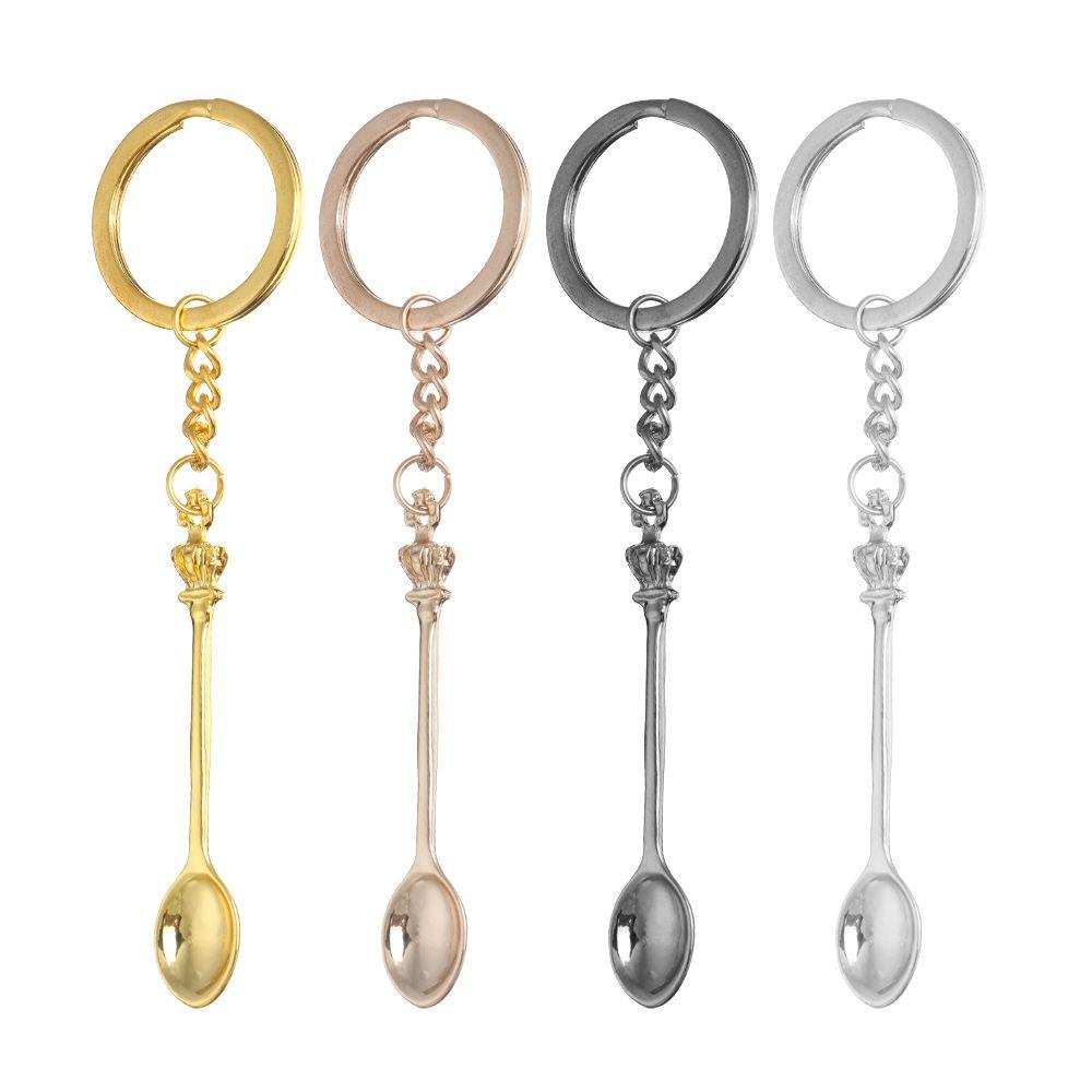 Glitter for Filling Vials with Salts Mini Crown Necklace Key Ring Spoon Keychain Teaspoon Pendant