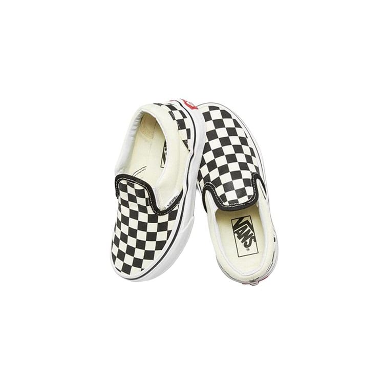 Vans CLASSIC SLIP on Canvas Breathable Low top Kids' Skateboarding Shoes Black White Checkerboard VN000ZBUEO1