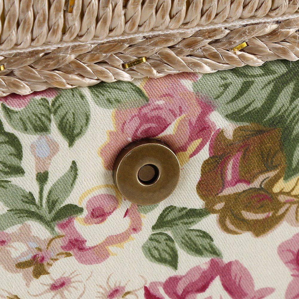 Fabric Floral Printed Sewing Basket Craft Box Household Sundry Storage Organizer with Handle