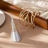 Vintage Hollow Leaf Bangle Elegant Retro Jewelry Set New Open Bangle Ring Set  Daily