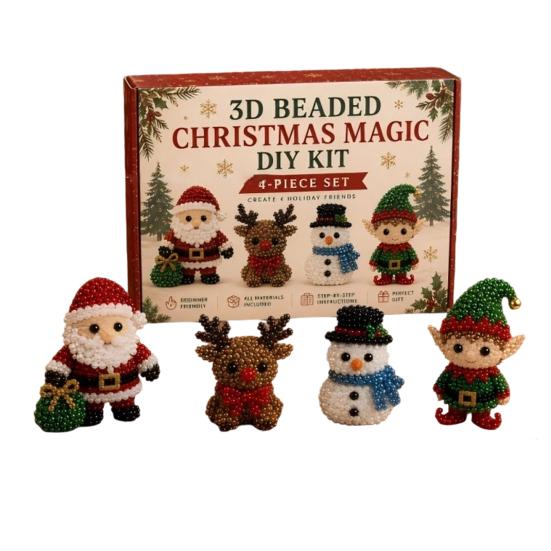 Set de mărgele fără lipici Kit DIY cu mărgele 3D, Set de meșteșuguri cu animale de Crăciun realiste, Kit tematic de broderie manuală ușoară pentru copii și adulți Educațional