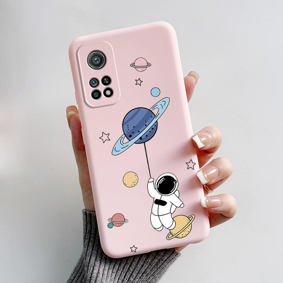 For Xiaomi Mi 10T 5G Phone Case 6.67'' Back Cover Fashion Astronaut Matte Liquid Silicone Shell For Xiaomi Mi 10T Pro 5G Fundas