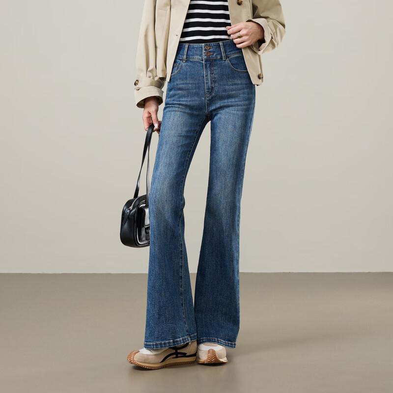 Yiyang Women's Two-Button Slimming Bootcut Jeans