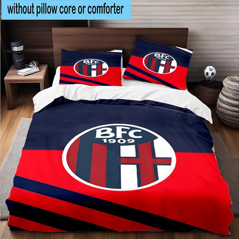 3PCS Football Bologna Bedding Set,Including 1pc Duvet Cover And 2pcs Pillowcases Perfect for Bedroom, Dormitory, Fan Christmas gift