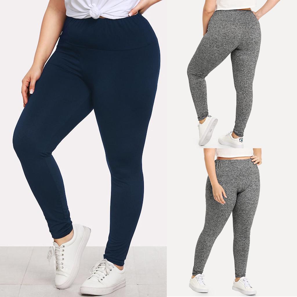 Fashion Plus Size Elastic Waist Womens Leggings Trousers Yoga Sport Skinny Pants
