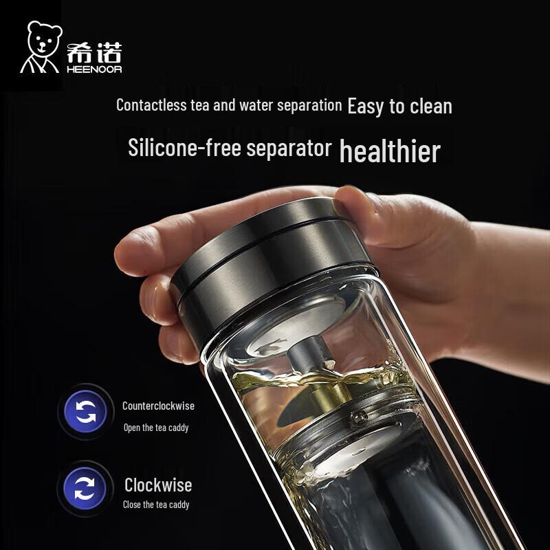 XINUO Double-Layer Glass Tea Infuser Bottle