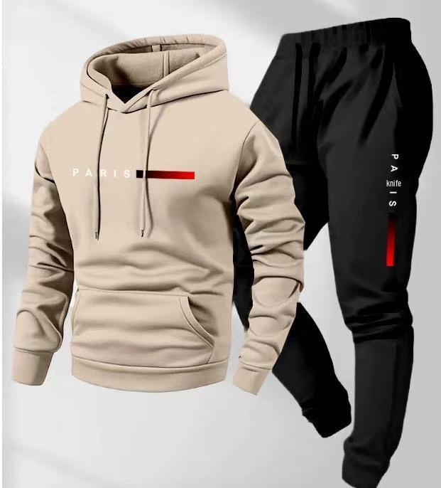2025 Men's Pullover Hoodie and Jogger Set with Printed Logo