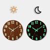 8 Inch Luminous Wall Clock Wood Silent Light In Dark Night Nordic Fashion Wall Clock Non Ticking Clock With Night Light