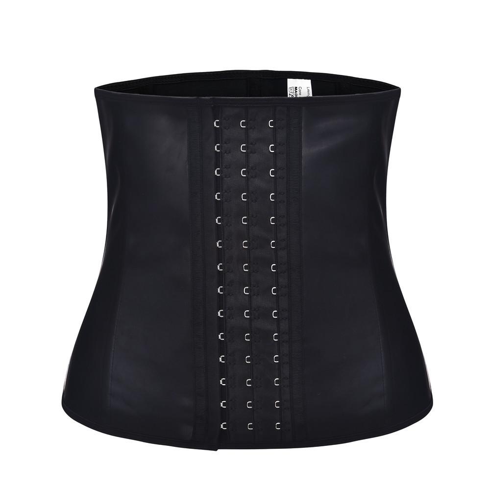 Cross9 Dames Glanzend Latex Korset Body Shaper met Botten Gesp en Buikcontrole