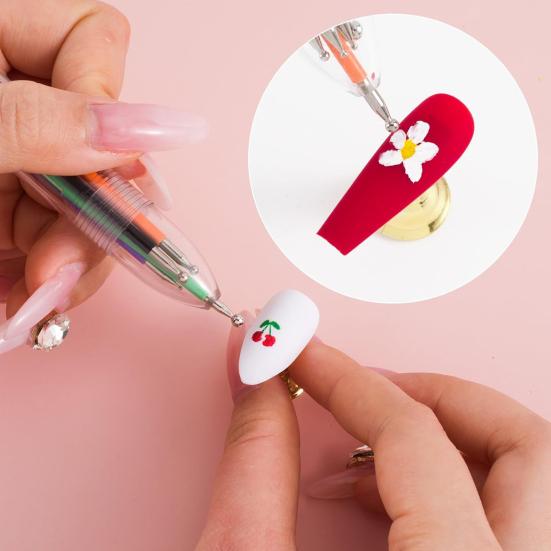 Nail Art Dotting Pen Portable 6-in-1 Ballpoint Design Brush for DIY Manicure Nail Polish Acrylic Gel Nail Art Dotting Too for Professionals Beginners
