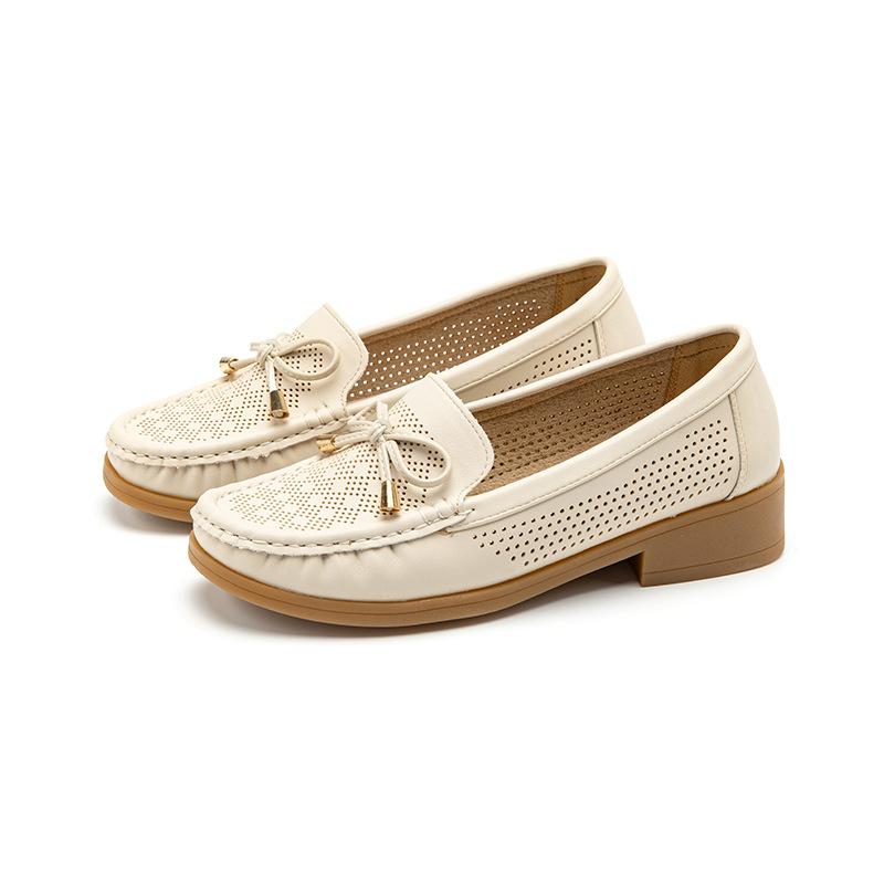 Designer bow-knot shoes luxury korean fashion mary jane shoes non-slip ladies breathable hollow out loafers shoes