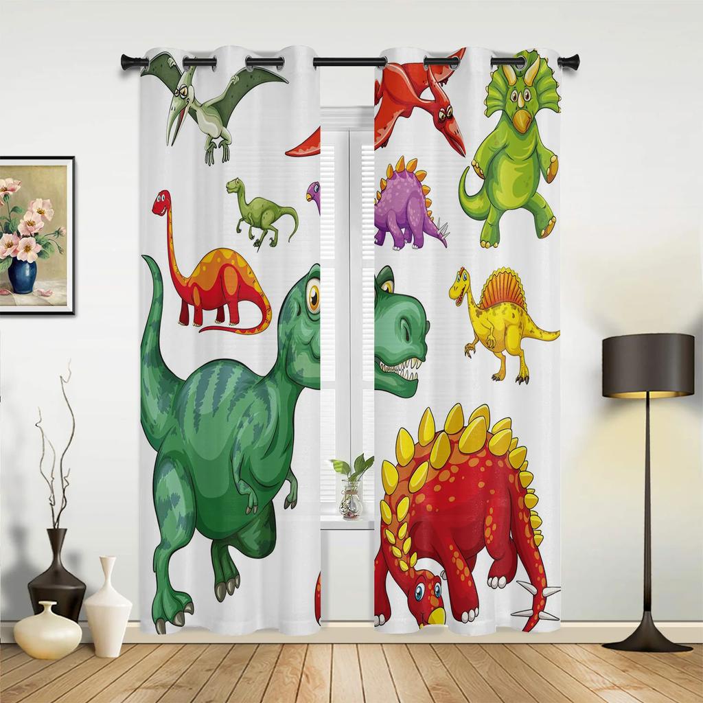 Jungle Forest Cartoon Animal Lion Elephant Curtains Bedroom Living Room Drapes Kitchen Children Window Curtain Home Decor Polyester Ideal For