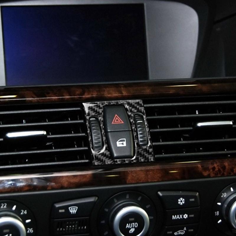 12pcs Carbon Fiber Look Control Gears Panel Protective Cover Molding Trims Frame Decor Sticker Cover Kit for E60 200