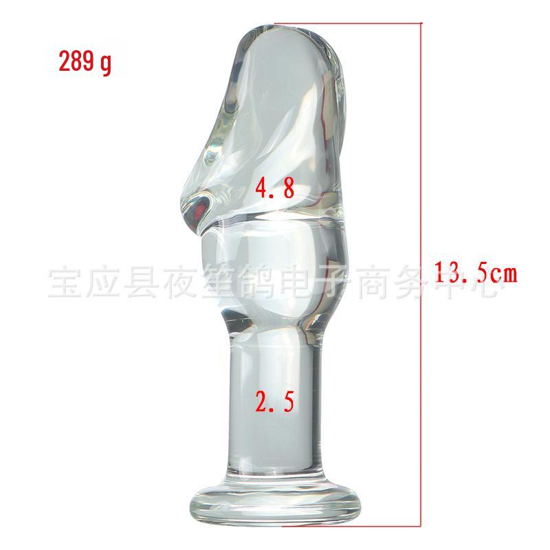 Large Brown Transparent Realistic Glass Dildo for Female Masturbation