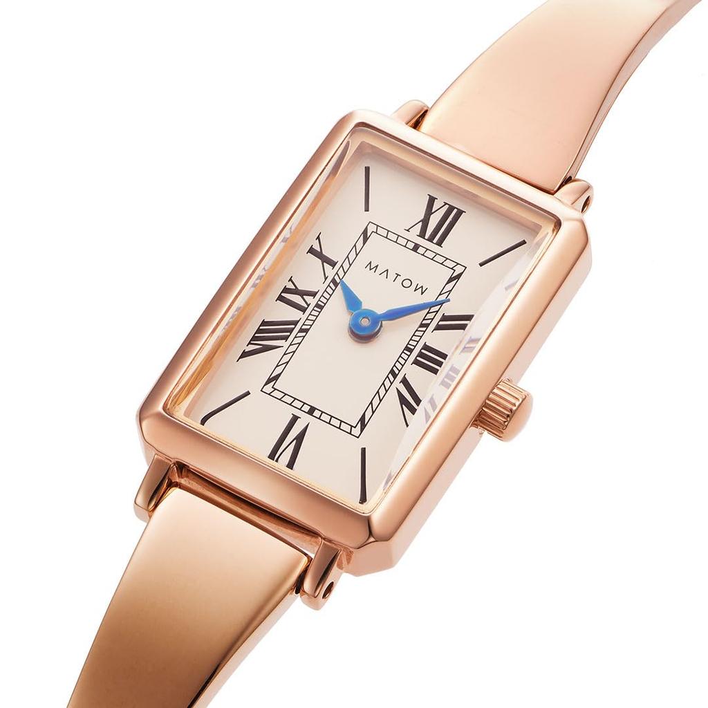 Authorized Distributor [MATOW] Matow Watch Women's Tsuki Gekka Square Rose Gold Cream Mw003001