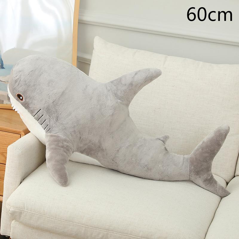 Almohada de tiburón creativa de 30/45/60 cm, juguete de peluche para silla, cojín de peluche, muñeco de tiburón relleno, regalo de vacaciones, adorno decorativo kawaii para el hogar
