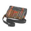 Ethnic Patchwork Canvas Shoulder Bag with Cowhide Buckle and Retro Webbing Design