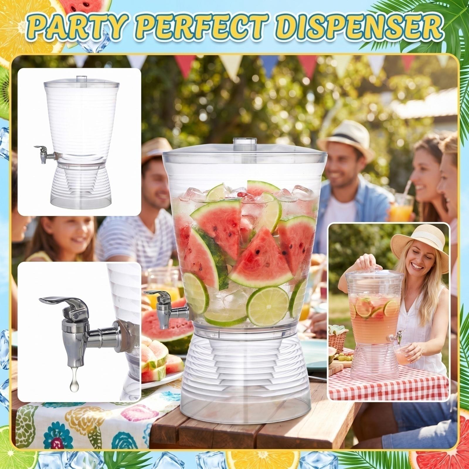 

Large Plastic Beverage Dispenser with Spigot for Parties and Events Durable Clear Drink Container with Lid and Base Suitable for Cold Beverages One Size белый