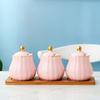 Creative Kitchen Ceramic Seasoning Jar Three-piece Seasoning Jar Seasoning Box Combination Salt Jar Chili Oil Cans Household