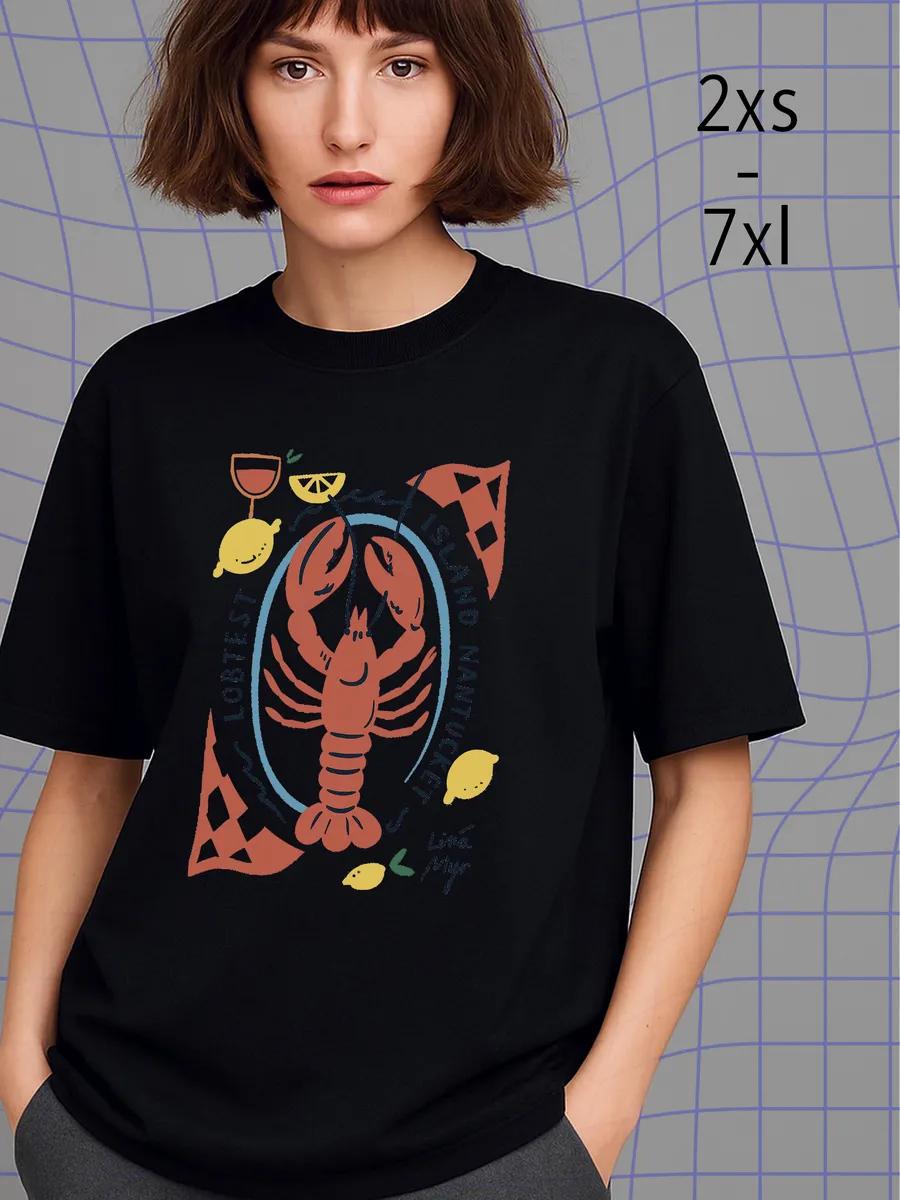 Seafood print T-shirt XL
