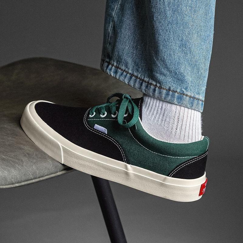 Splicing Colour Sneakers Lace-up Platform Canvas Casual Shoes for Men Retro In Promotion Cheap Liquidation Walking Work Man Shoe