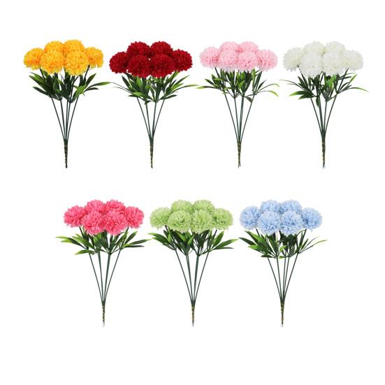 6 Pcs Artificial Hydrangea Flower Faux Chrysanthemum Ball Flower Fake Long Stem Hydrangea Bridal Bouquet for Home Office Wedding Decor