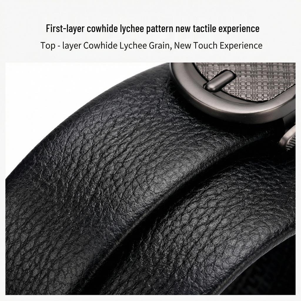 Men's Genuine Leather Automatic Buckle Belt - High-End Business & Casual Style