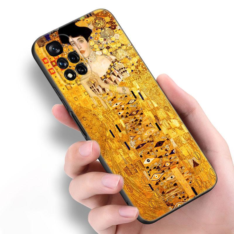 Art Gustav Klimt Black Silicone Phone Case For Xiaomi POCO X3 X4 NFC F5 M3 M4 M6 X5 X6 Pro F3 F4 GT 5G C55 C65 M5