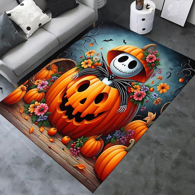 Office Rug Pumpkin Jack Halloween theme 3D Printed Anti-Slip Rug-Machine Washable for Living Room
