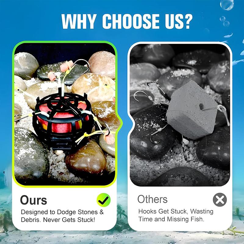 6 Krok Fyrkantig Form Fiske Bete Bur Anti Trassel Kolstål Länk Krok Lina Grupp Matare Sänke Fiske Fjäder Bete Bur