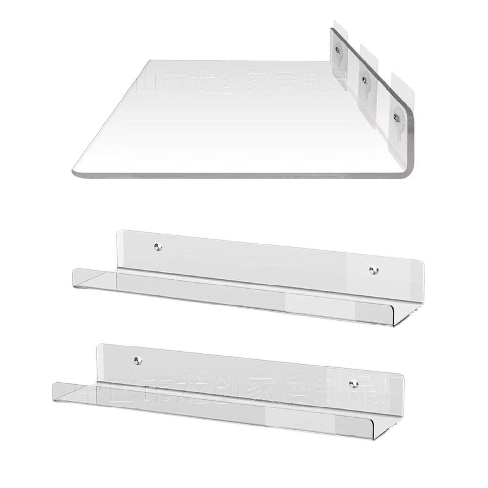 With Stickers Wall Mounted Shelf Space Saver Floating Bookshelves Acrylic Clear Rack  Home