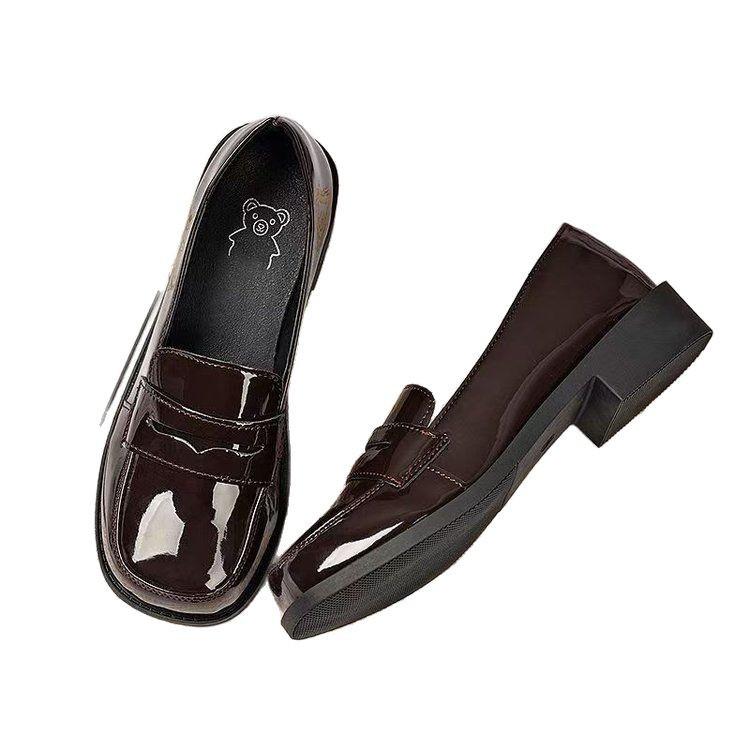 Spring Japanese basic jk small leather shoes women's patent leather square head school uniform shoes bright leather lo shoes Lolita single shoes