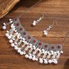 Bohemian Pearl Tassel Necklace & Earring Set in Ethnic Southeast Asian Style