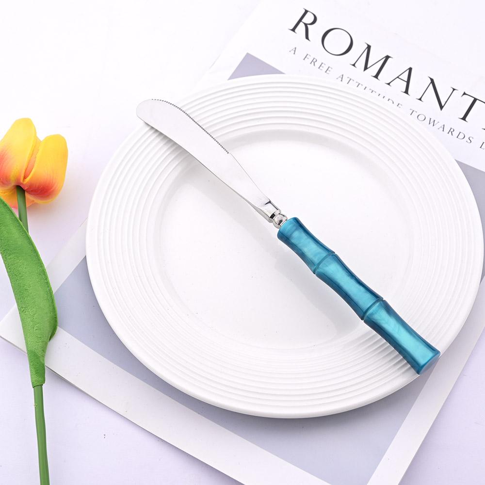 1pc Plastic Handle Western Cutlery Mirror Stainless Steel Dinnerware Butter Knife Fork Spoon Kitchen Party Tableware butter knife серебряный