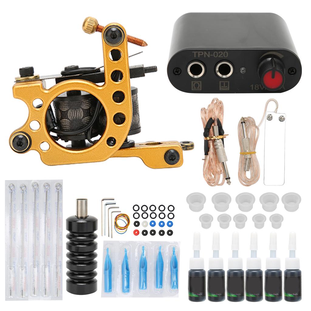 Coil Tattoo Machine Power Supply Clip Cord Foot Pedal Practice Tattoo Ink Beginner Tattoo Kit
