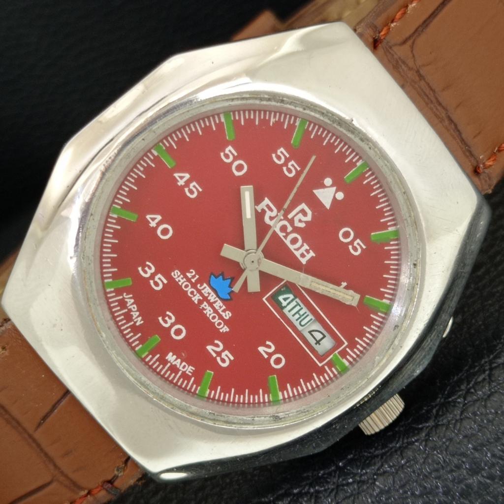 АВТОМАТИЧЕСКИЕ ВИНТАЖНЫЕ ЯПОНСКИЕ МУЖСКИЕ ЧАСЫ RICOH R31 КРАСНОГО ЦВЕТА a705165-1