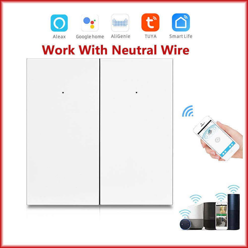 WiFi Bluetooth Dual-Mode Smart Switch with Neutral Wire, Voice Control Compatible with Alexa & Google Home