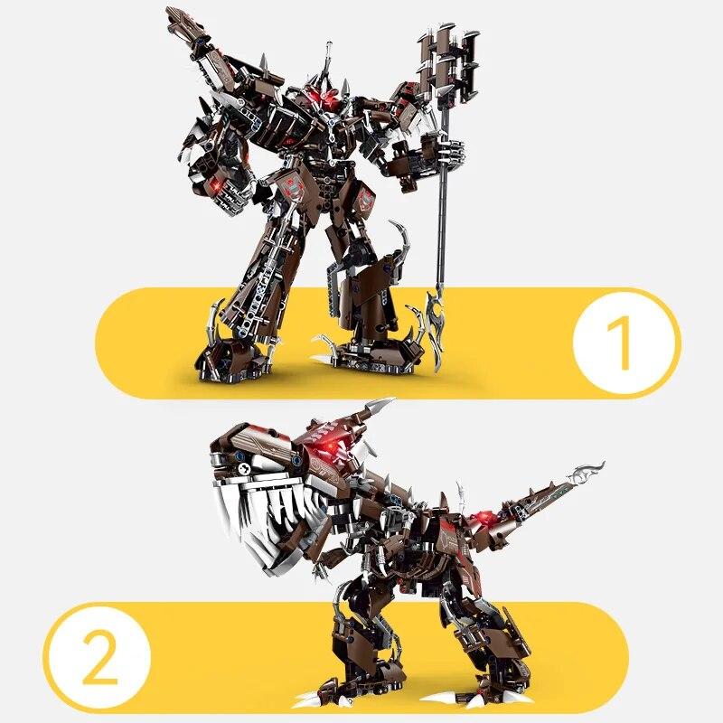 1056 יחידות 2 ב-1 רובוט שריון טכני לוחם מכני אביר קוביות בנייה דגם טירנוזאורוס צעצועי לבנים ילד מבוגר למתנה