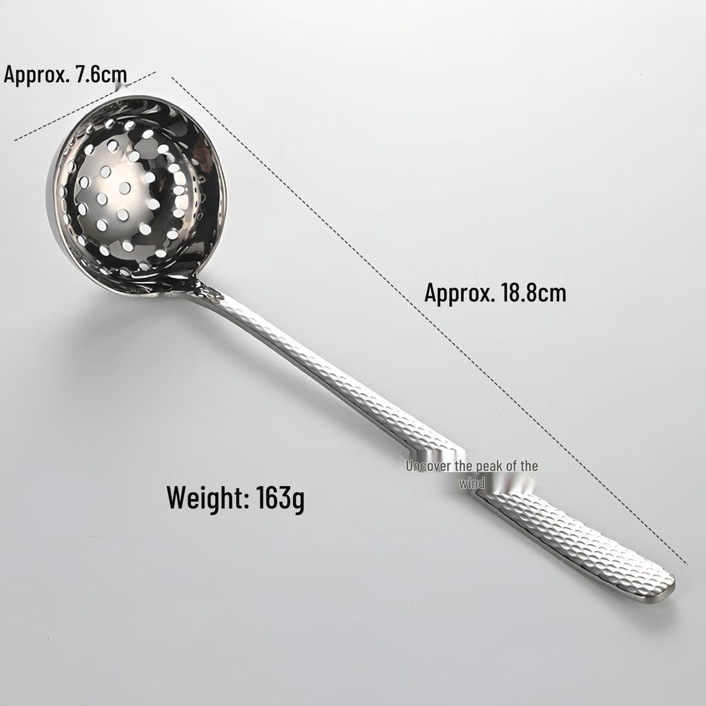 304 Stainless Steel Hammered Texture Soup Ladle - Long Handle for Hotel or Home Use