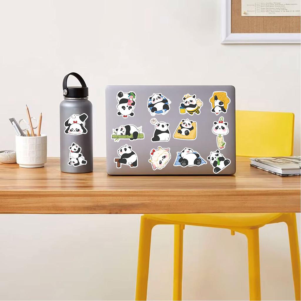 50PCS Kawaii Cartoon Panda Stickers Cute Cartoon Waterproof Fridge Conditioner Laptop Stationery Phone Journal Car Sticker