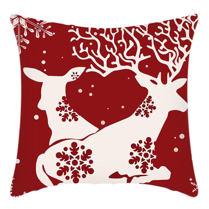 New Christmas Elk Santa Snowflake Print Pillow Home Sofa Cushion Cover