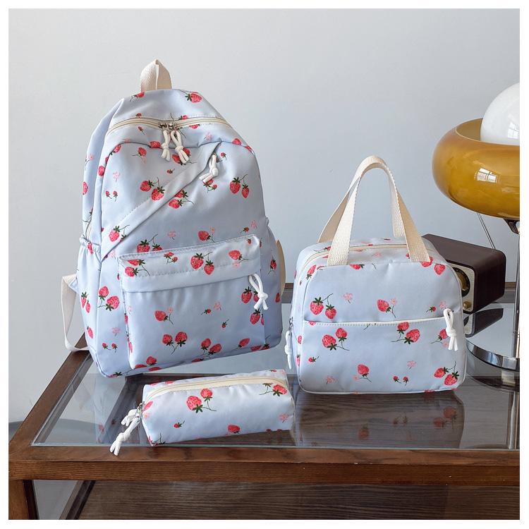 Nuovo Set Zaino Scolastico a Tre Pezzi Cartoon Fragola Grande Capacità 2026 - Resistente all'Usura, Carino, Borsa a Spalle Doppie Casual