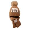Cappello e Sciarpa Caldi Invernali Cappello e Sciarpa per Bambini Cappello-Sciarpa Ispessito Cappello Berretto Elastico con Pompon per Bambini 1-6 Anni