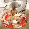 1pc Anime Design Round Carpet Floral Print Chair Mat for Office, Home Decor, Living Room, Bedroom